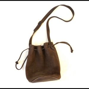 Coach brown leather crossbody bucket bag